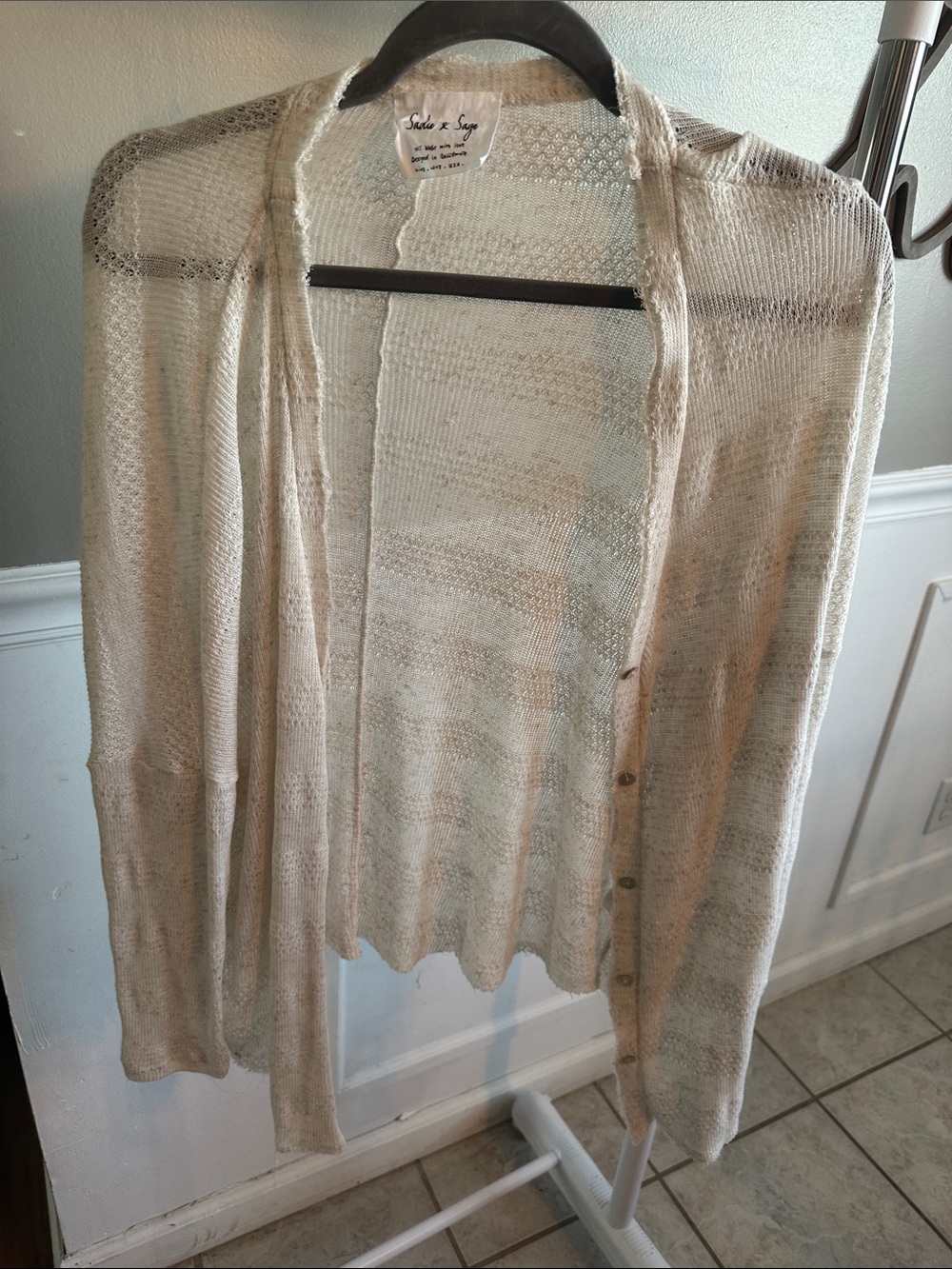 Cream Lightweight Open-Front Cardigan